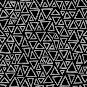 batik triangles - white on black