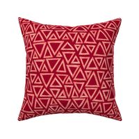 batik triangles - white on cranberry red