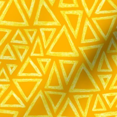 batik triangles - yellow and white on saffron