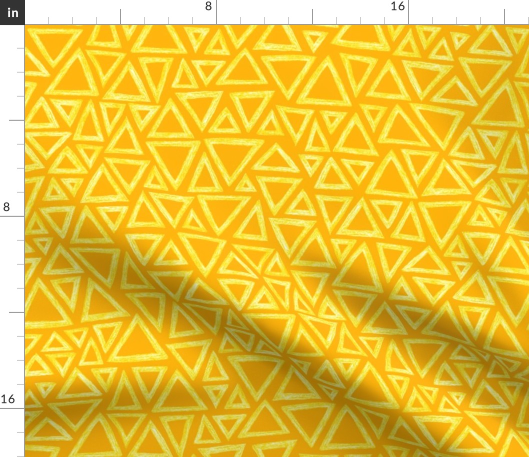 batik triangles - yellow and white on saffron