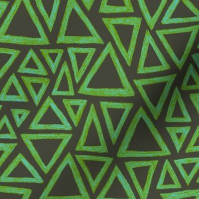 batik triangles - light blue, green and khaki
