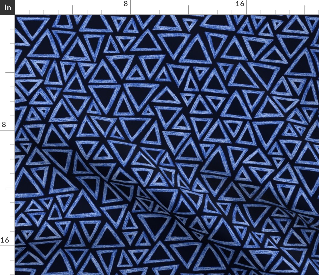 batik triangles - royal blue on navy