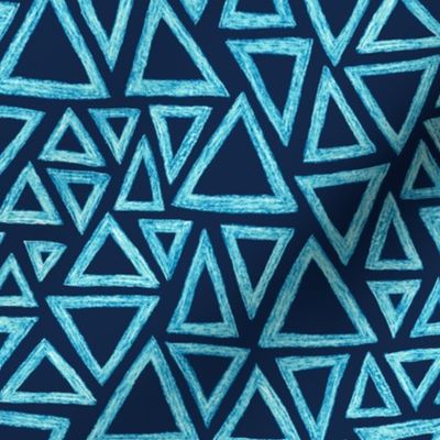 batik triangles - bright blue