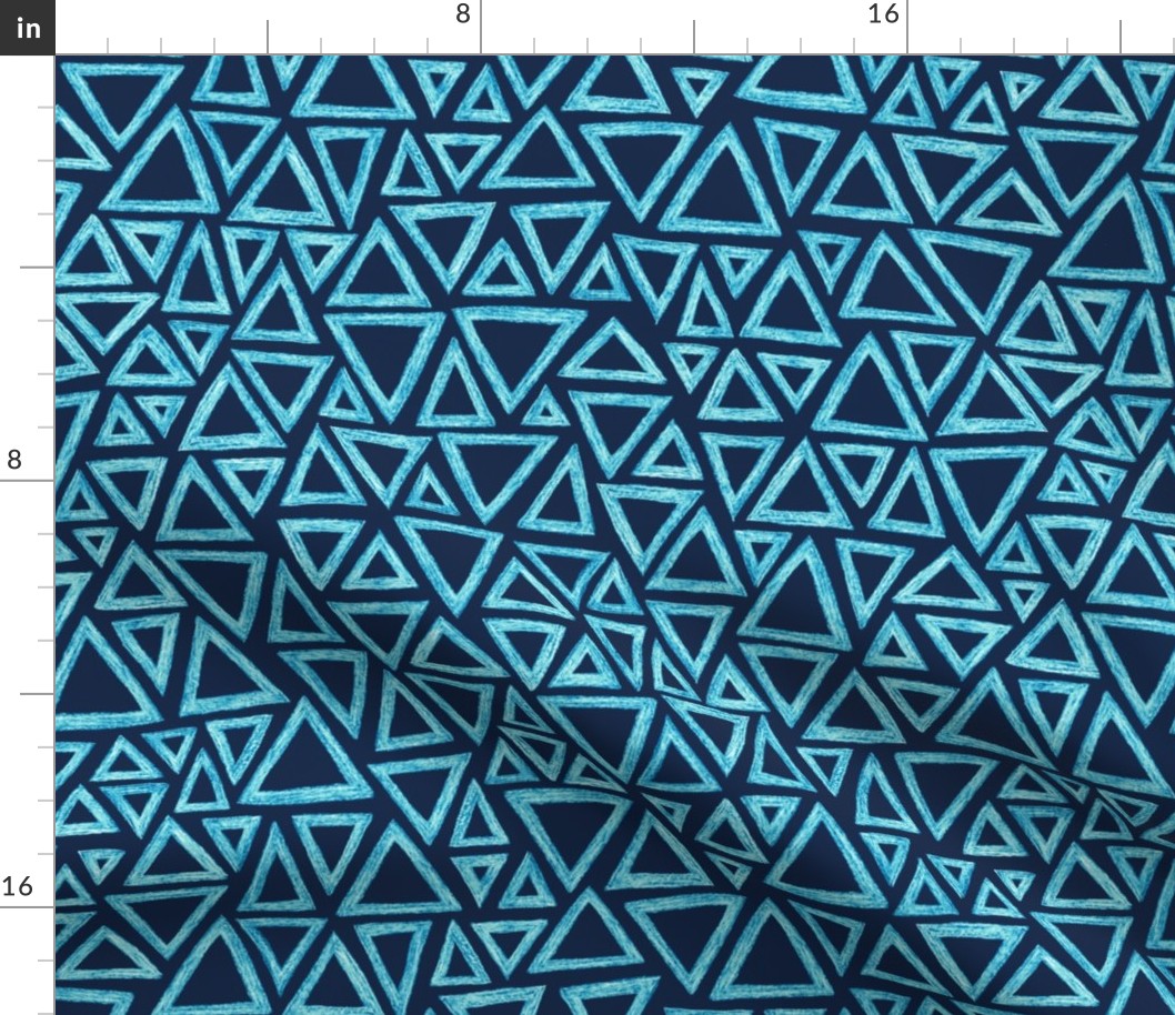 batik triangles - bright blue