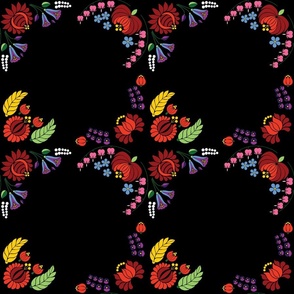 Kalocsai flowers, "four corners" pattern