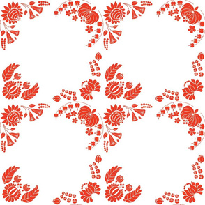 Kalocsa "four corners" flower pattern, red