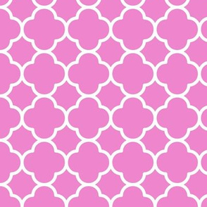 Quatrefoil Pattern - Fuchsia Blush and White