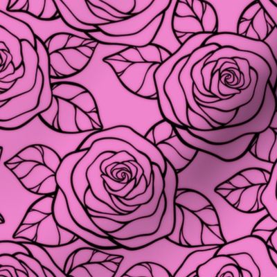 Rose Cutout Pattern - Fuchsia Blush and Black