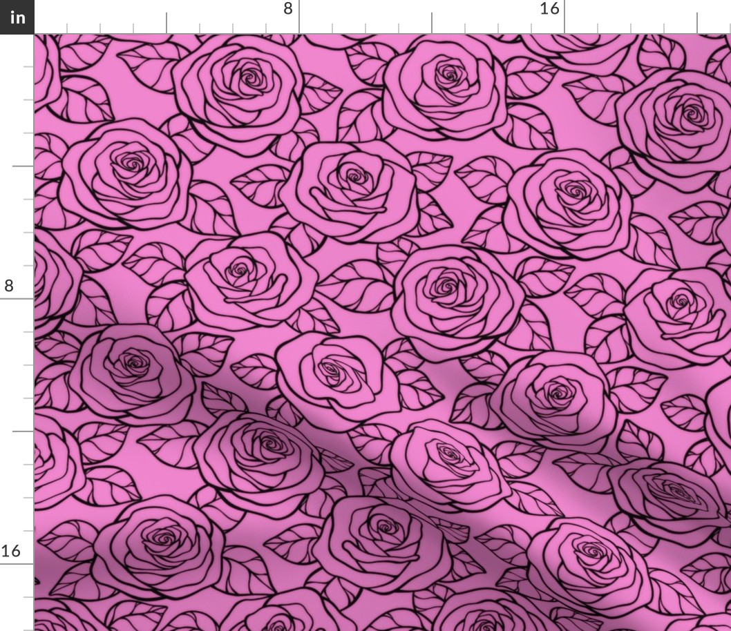Rose Cutout Pattern - Fuchsia Blush and Black