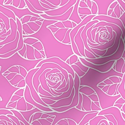 Rose Cutout Pattern - Fuchsia Blush and White