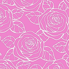 Rose Cutout Pattern - Fuchsia Blush and White