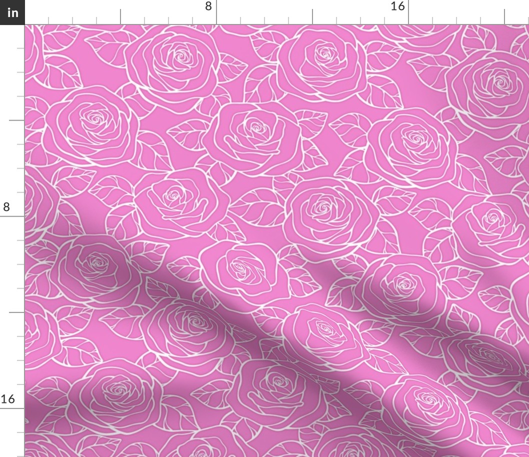 Rose Cutout Pattern - Fuchsia Blush and White