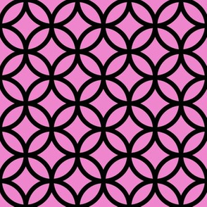 Interlocked Circles Pattern - Fuchsia Blush and Black