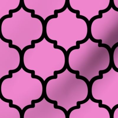 Large Moroccan Tile Pattern - Fuchsia Blush and Black