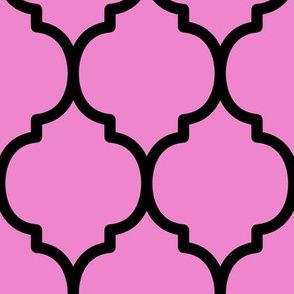 Extra Large Moroccan Tile Pattern - Fuchsia Blush and Black