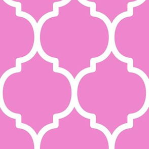 Extra Large Moroccan Tile Pattern - Fuchsia Blush and White