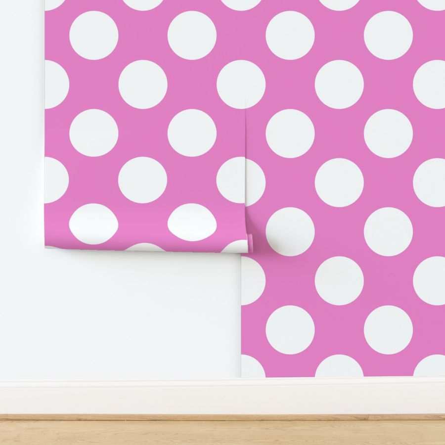 Large Polka Dot Pattern - Fuchsia Blush and White