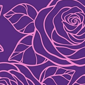 Large Rose Cutout Pattern - Grape and Fuchsia Blush