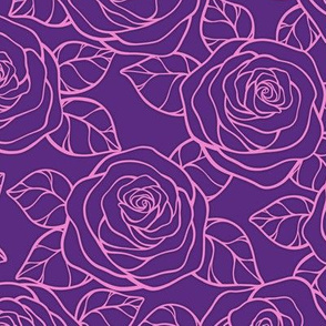 Rose Cutout Pattern - Grape and Fuchsia Blush