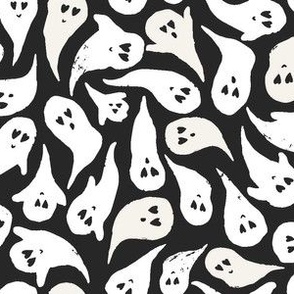 Cute Ghosts Halloween Ghost fabric in Black and White