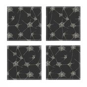 Halloween Fabric Spiderwebs in Charcoal Black and White