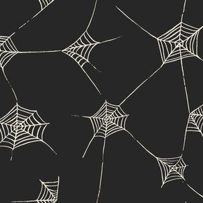 Halloween Fabric Spiderwebs in Charcoal Black and White