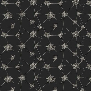 small // Halloween Fabric Spiderwebs in Charcoal Black and White