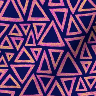 batik triangles - yellow, pink, purple and deep navy blue