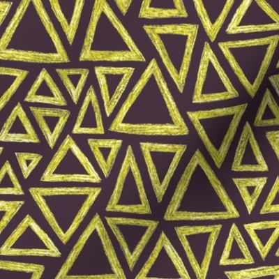 batik triangles - midsummer gold on mauve