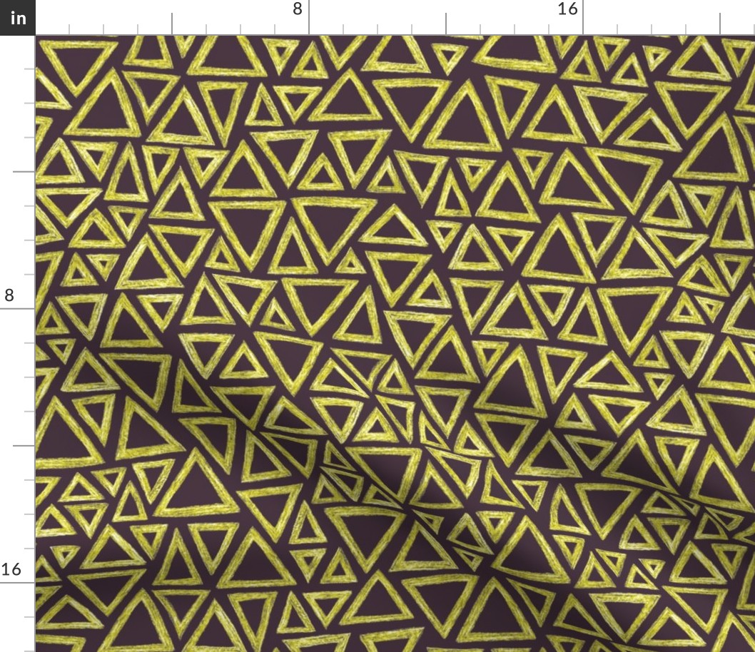 batik triangles - midsummer gold on mauve