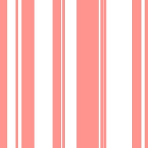 Small Coral on White Random Width Vertical Barcode Stripes