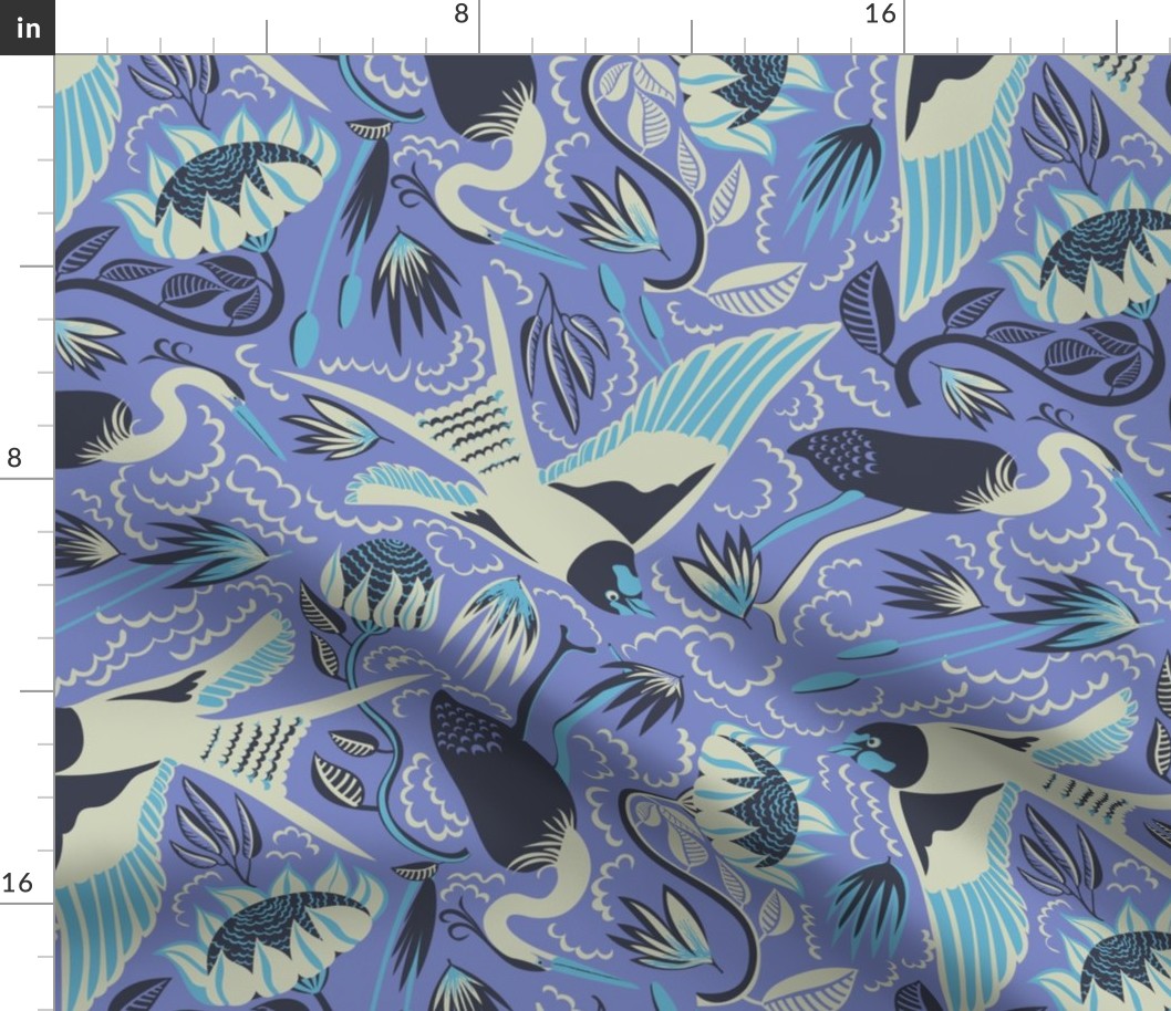 Swallow and heron - mint - medium