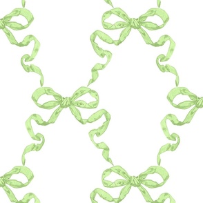 Large Hannah Ribbon Trellis Spring Green on White