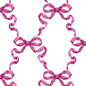 Large Hannah Ribbon Trellis Magenta on White