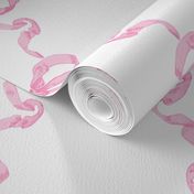 Large Hannah Ribbon Trellis Valentine Pink on White 