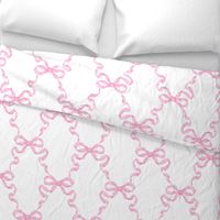 Large Hannah Ribbon Trellis Valentine Pink on White 