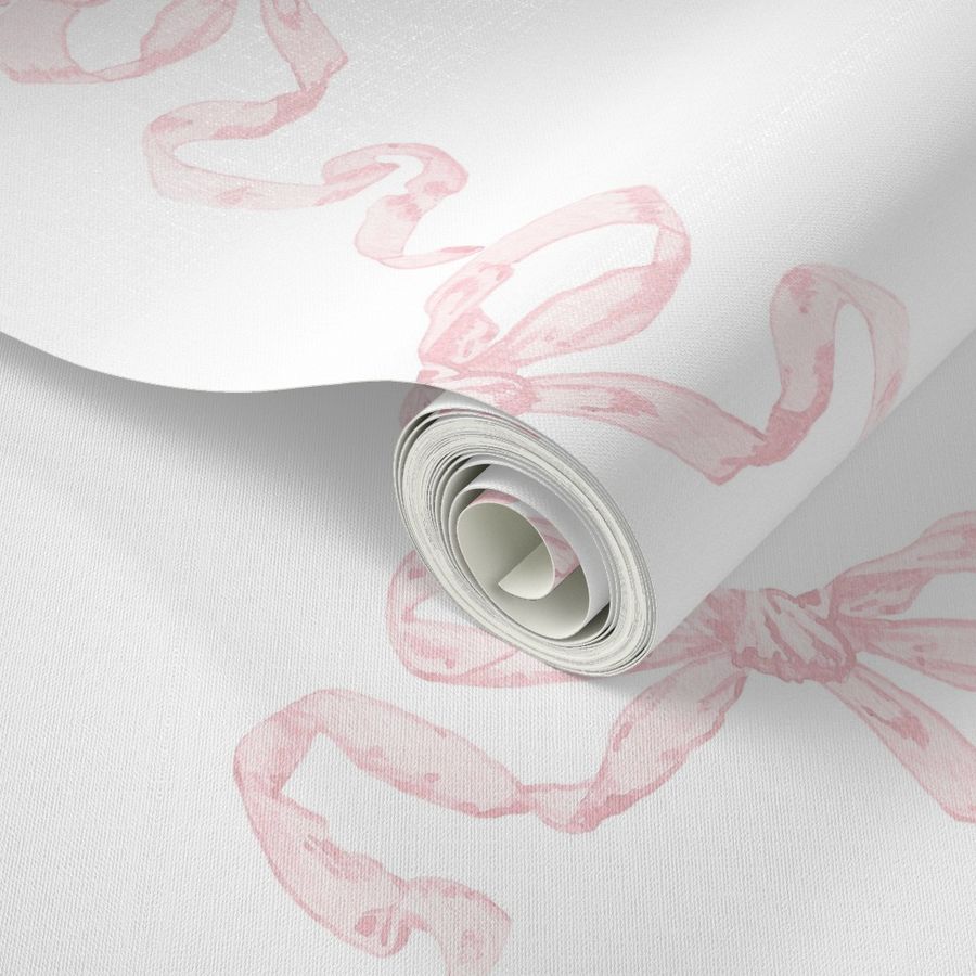 Large Hannah Ribbon Trellis Pink on Wallpaper | Spoonflower