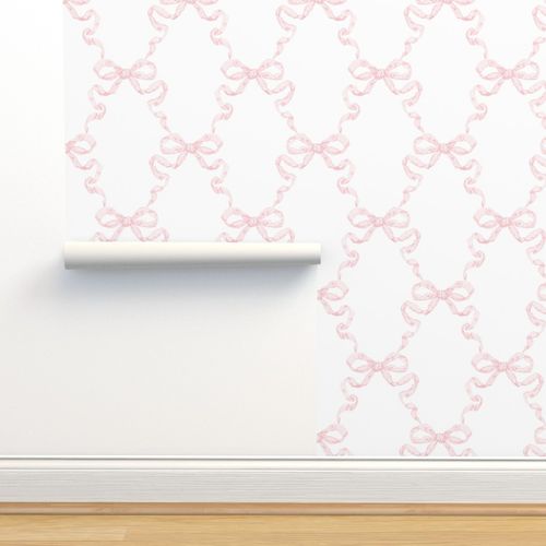 Large Hannah Ribbon Trellis Pink on Wallpaper | Spoonflower