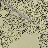 Cream Acanthus Fleur de Lis on Cream Background with black line