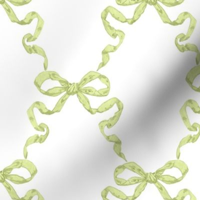 Small Hannah Ribbon Trellis Apple Green On White