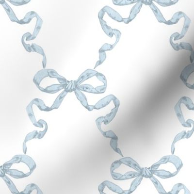 Small Hannah Ribbon Trellis Soft Blue on White