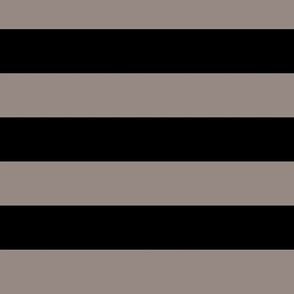 Large Horizontal Awning Stripe Pattern - Warm Grey and Black