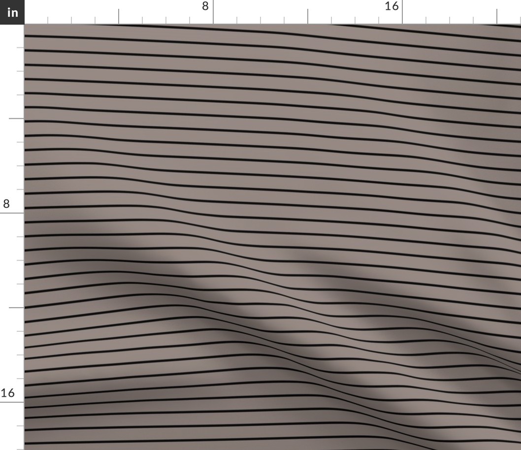 Horizontal Pin Stripe Pattern - Warm Grey and Black