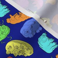 Small Tardigrades on Blue Background