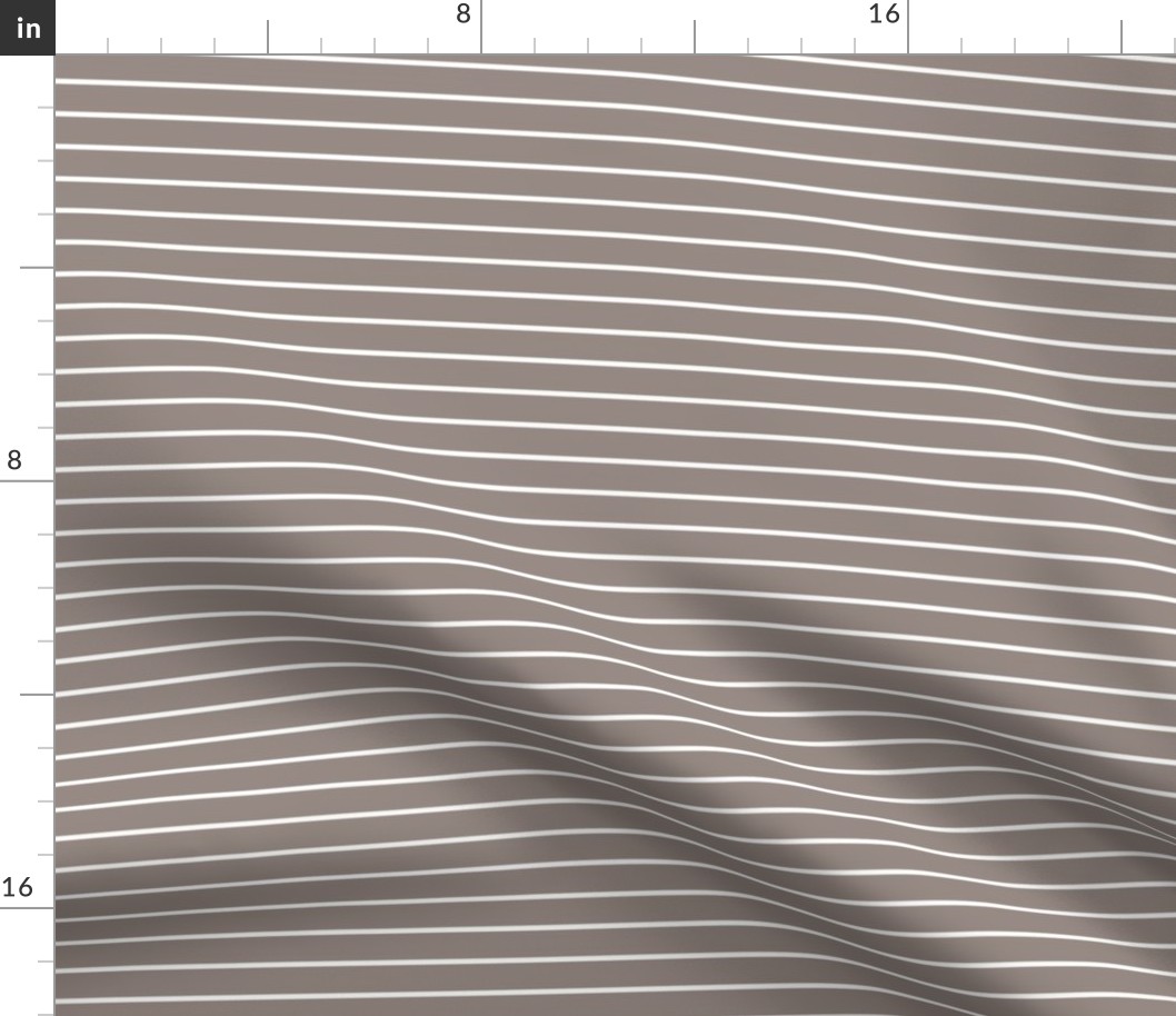 Horizontal Pin Stripe Pattern - Warm Grey and White