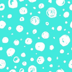 Paint Drops Polka Dots // White on Turquoise 