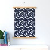 Paint Drops Polka Dots // White on Navy 