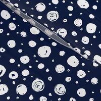 Paint Drops Polka Dots // White on Navy 