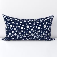 Paint Drops Polka Dots // White on Navy 