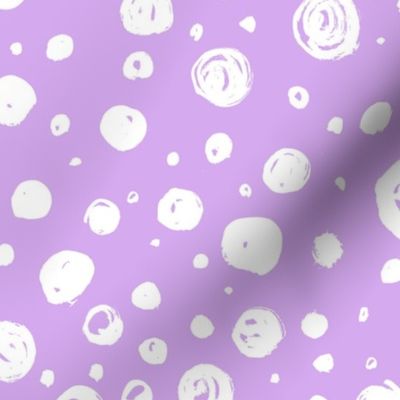 Paint Drops Polka Dots // White on Lavender  
